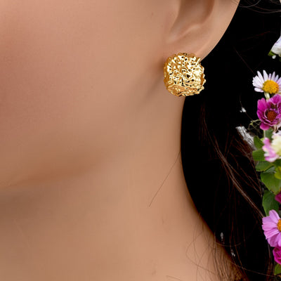 Gold-Filled Textured Dome Earrings – Bold and Artistic Statement