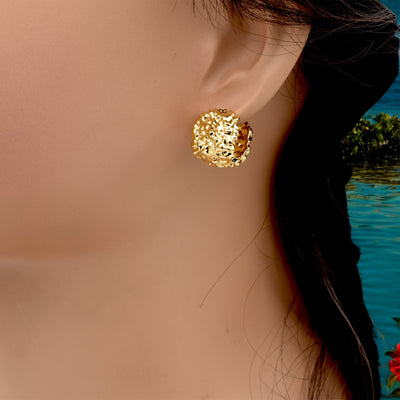 Gold-Filled Textured Dome Earrings – Bold and Artistic Statement