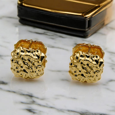 Gold-Filled Textured Dome Earrings – Bold and Artistic Statement