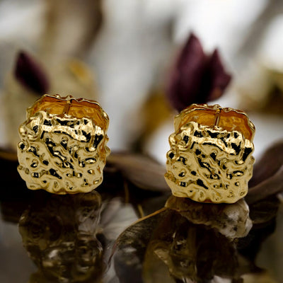Gold-Filled Textured Dome Earrings – Bold and Artistic Statement