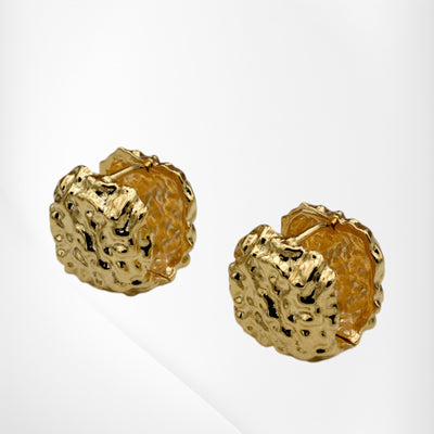 Gold-Filled Textured Dome Earrings – Bold and Artistic Statement