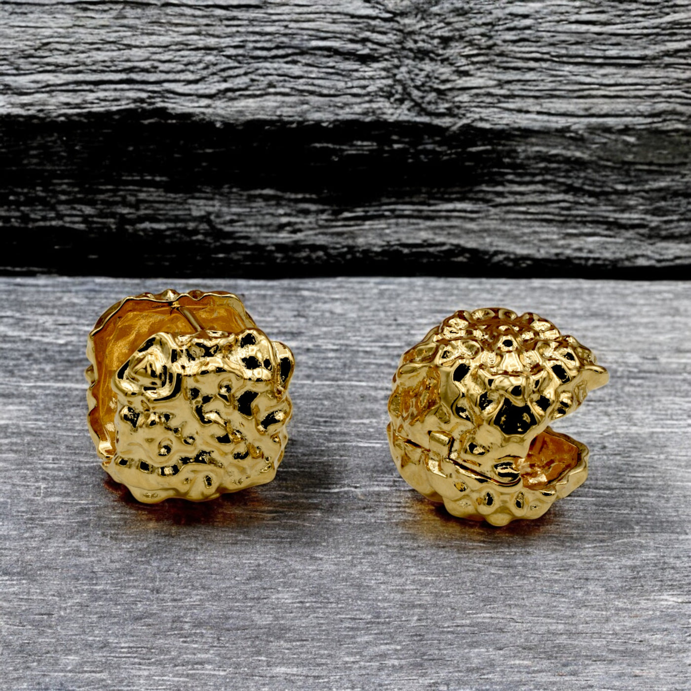 Gold-Filled Textured Dome Earrings – Bold and Artistic Statement