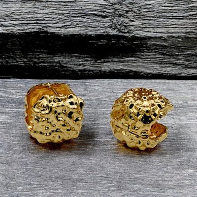 Gold-Filled Textured Dome Earrings – Bold and Artistic Statement