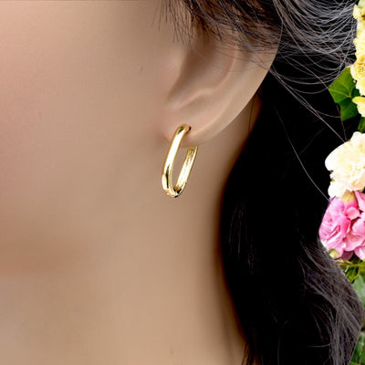 Gold-Filled Sleek Oval Hoop Earrings – Modern and Minimalist Design