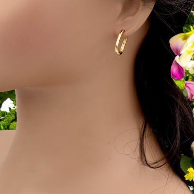 Gold-Filled Sleek Oval Hoop Earrings – Modern and Minimalist Design