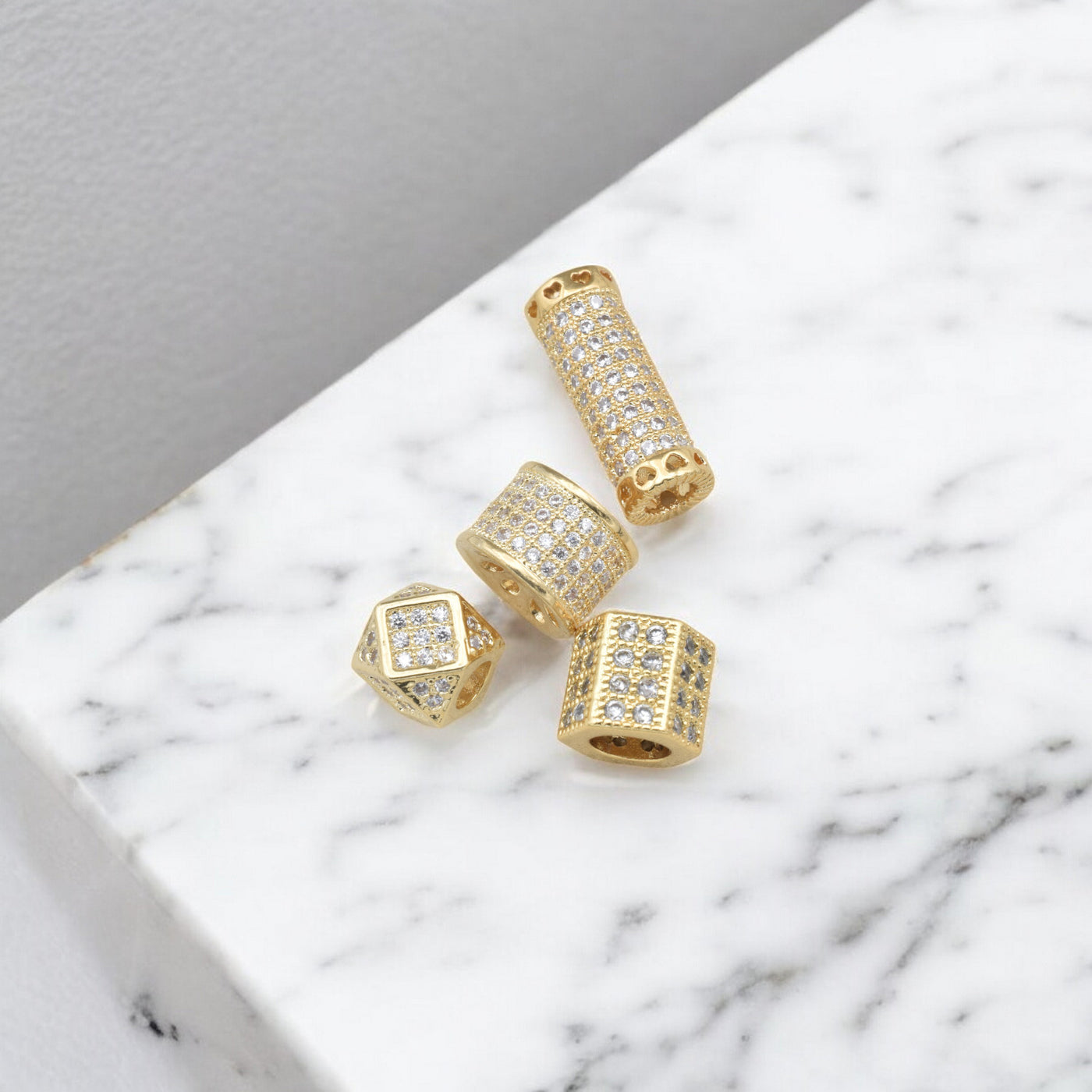 Gold Filled look, CZ Spacer Beads for Jewelry Making | Elegant DIY Supplies