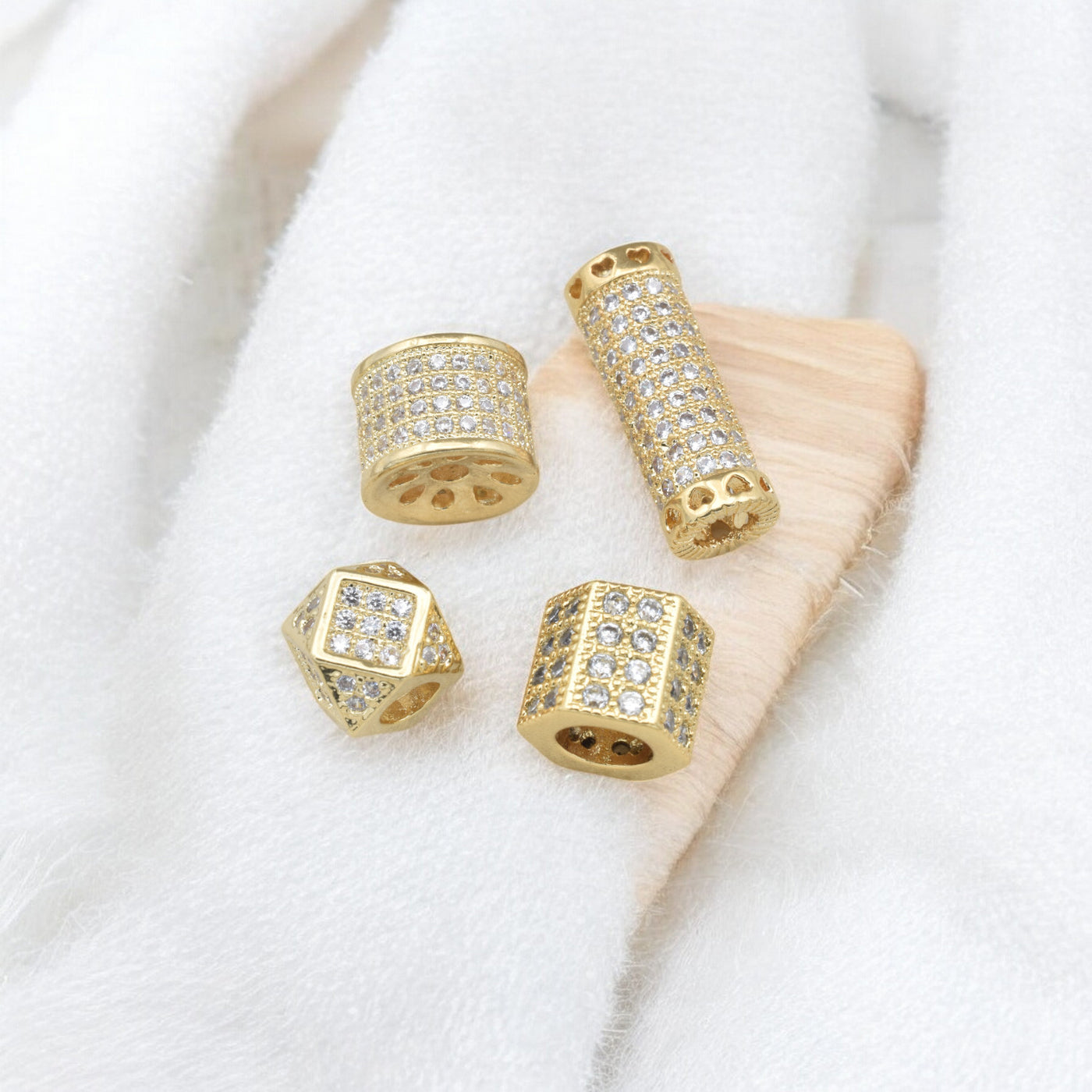 Gold Filled look, CZ Spacer Beads for Jewelry Making | Elegant DIY Supplies
