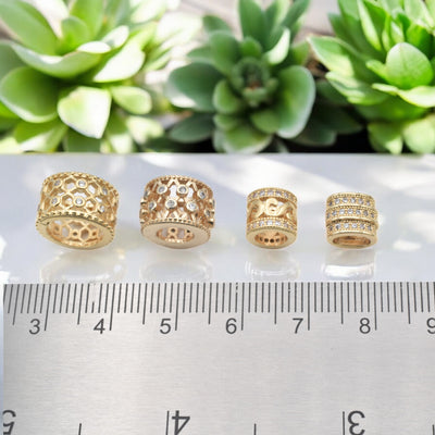 Gold-Filled Spacer Beads - Micro Pave CZ Zirconia for Jewelry Making