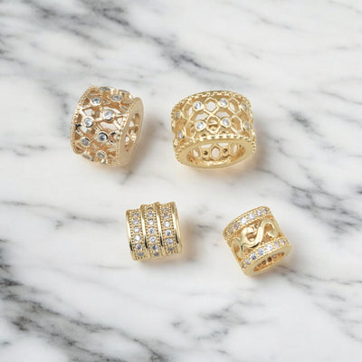 Gold-Filled Spacer Beads - Micro Pave CZ Zirconia for Jewelry Making