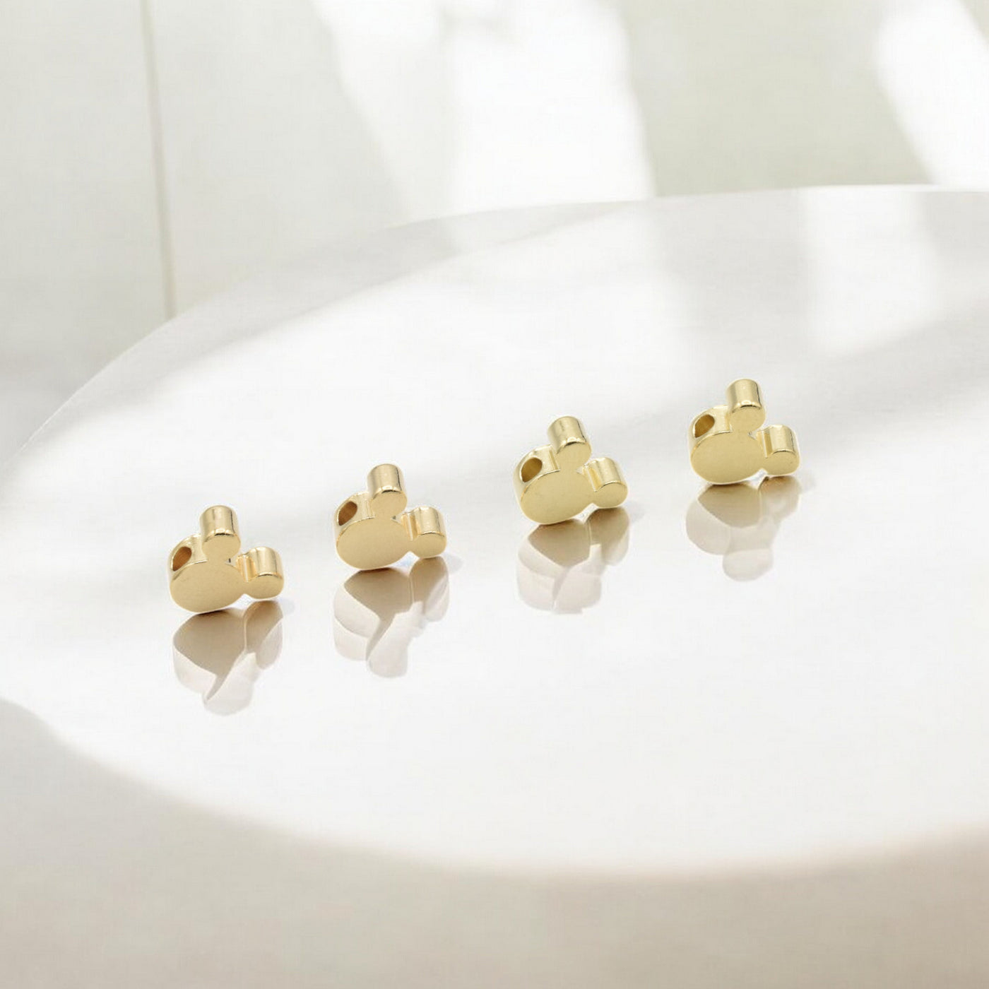 18k & 14k Gold Mickey Mouse Slider Beads | Jewelry Making Supplies