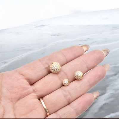 Gold Filled CZ Pave Beads | Jewelry Making Supplies - 6mm 8mm 10mm