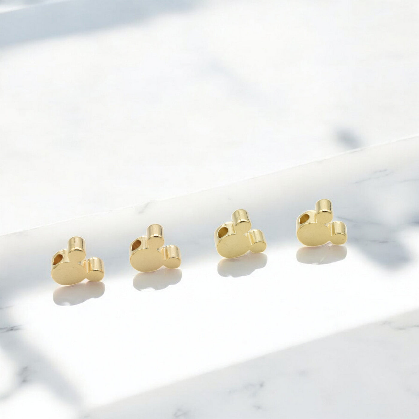 18k & 14k Gold Mickey Mouse Slider Beads | Jewelry Making Supplies