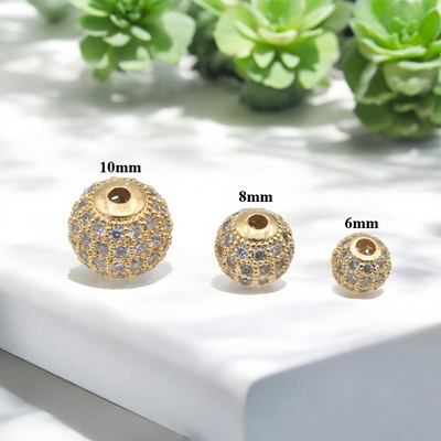 Gold Filled CZ Pave Beads | Jewelry Making Supplies - 6mm 8mm 10mm