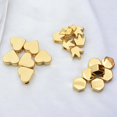 Gold Filled Spacer beads Heart, Crown, Hexagon shape for jewelry making 14k BeadsFindingDepot
