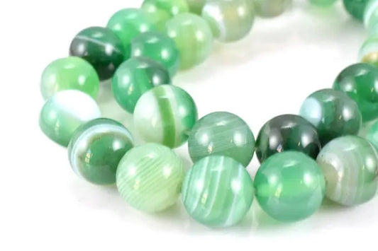 "Green agate beads bracelet with natural stone texture"