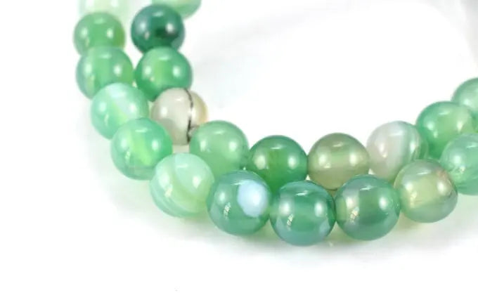 Green Lace Agate Gemstone Round Beads 6mm Birthstone Beads for Jewelry - BeadsFindingDepot