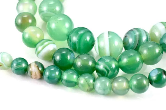 Green Lace Agate Gemstone Round Beads 6mm Birthstone Beads for Jewelry - BeadsFindingDepot