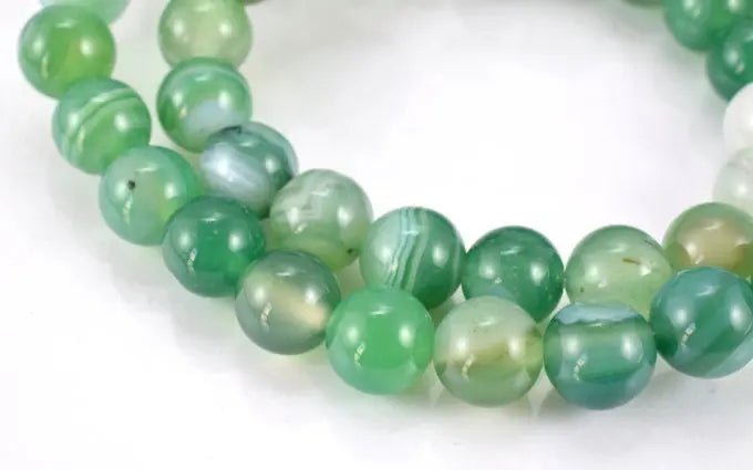 Green Lace Agate Gemstone Round Beads 6mm Birthstone Beads for Jewelry - BeadsFindingDepot