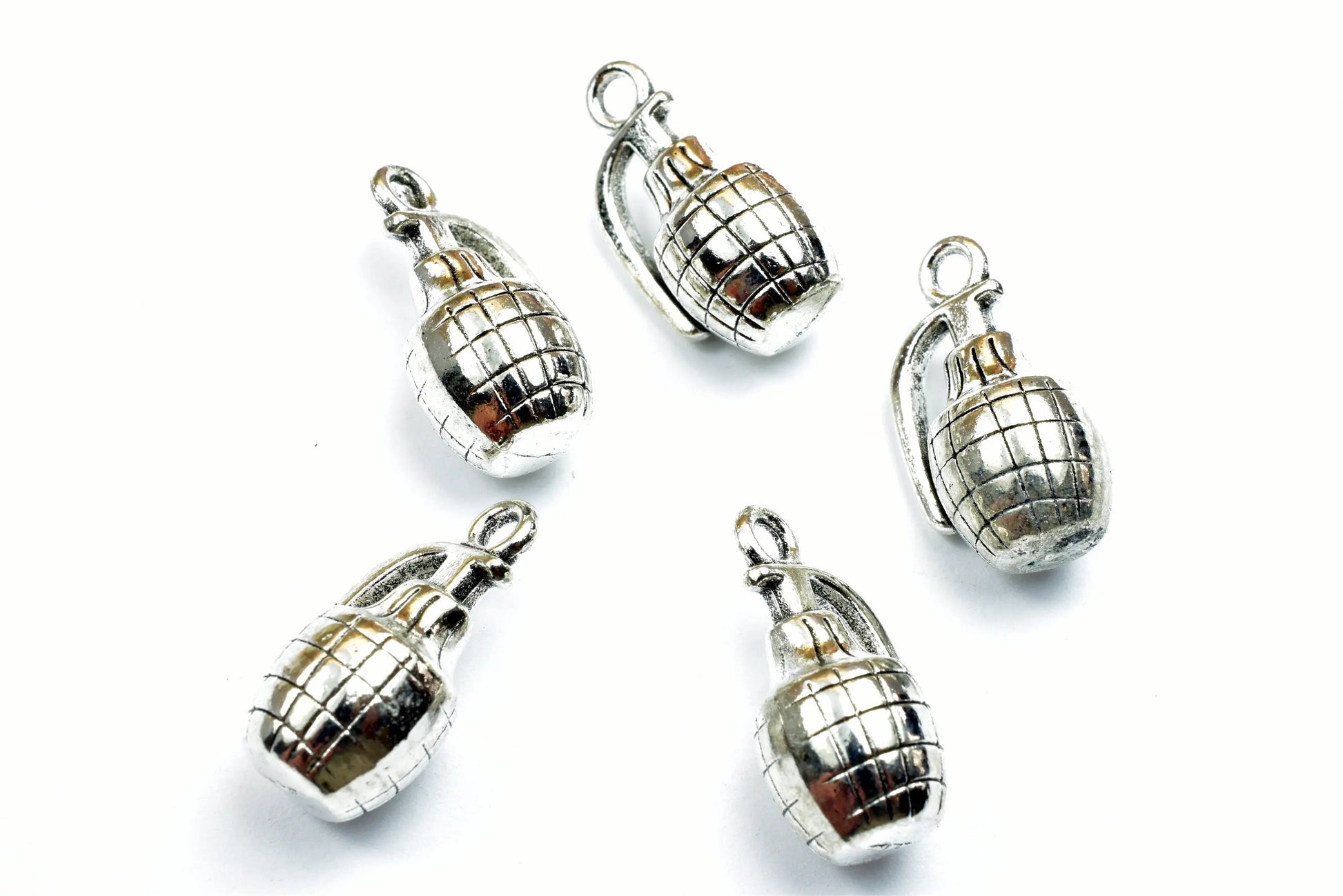 Grenade or Gun Charms Size 18.5x10mm, 23x12mm Silver Color Charm Double Face Pendant Finding For Jewelry Making - BeadsFindingDepot