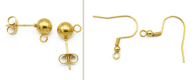 Gold Plated Stainless Steel Fish Wire and Stud Earring Hooks Jewelry Findings - BeadsFindingDepot