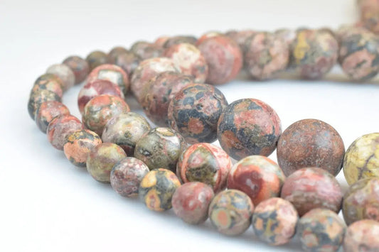 Natural jasper stone beads in earthy colors for jewelry making.