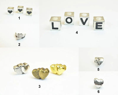 European Beads With Big Hole Heart/ Love Beads For European Style Bracelet Or Necklace For Jewelry Making - BeadsFindingDepot