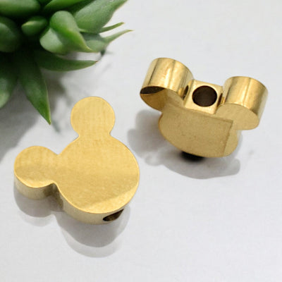 Stainless Steel Mickey Mouse Bead charm pendant for jewelry making 10mm 12pcs/pk BeadsFindingDepot