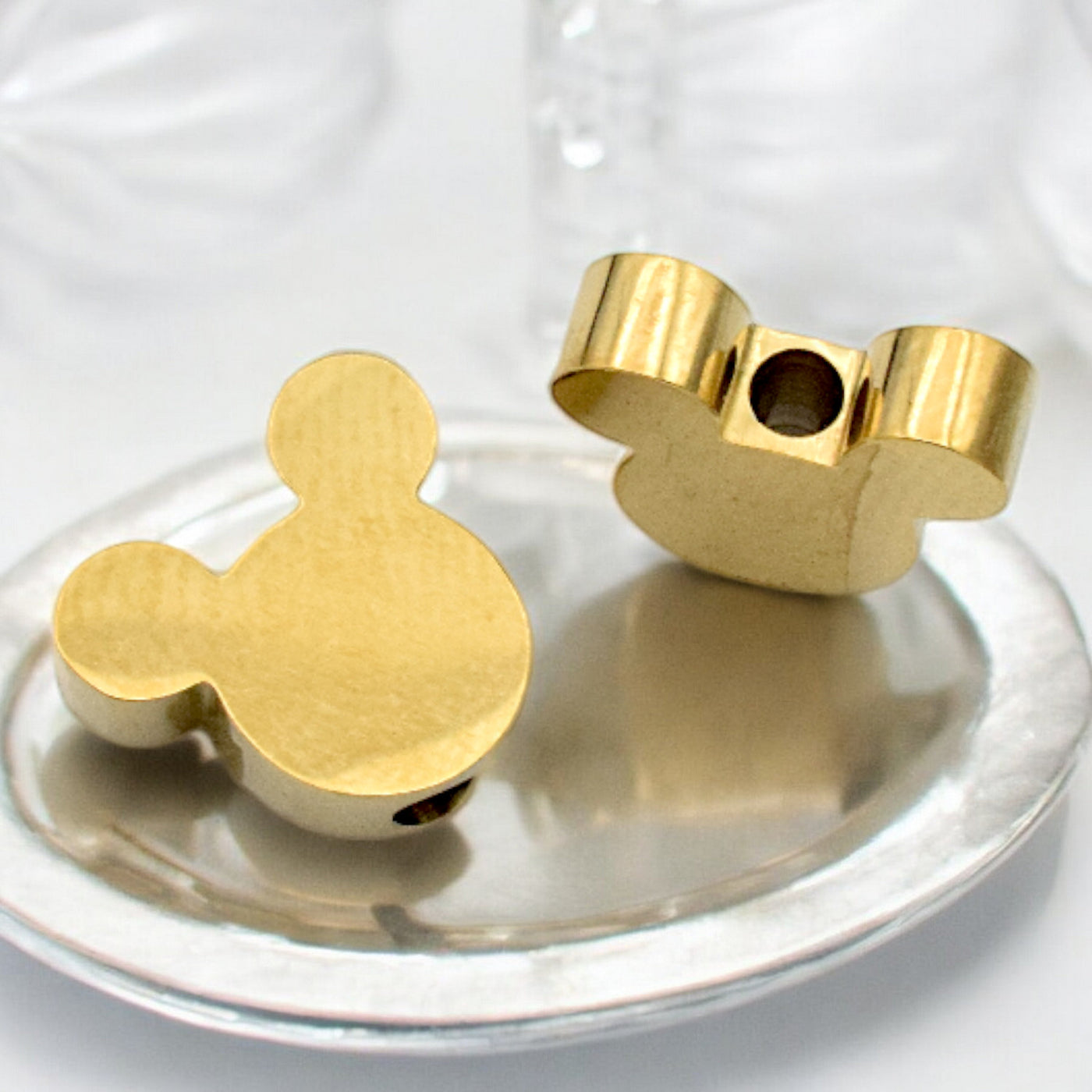 Stainless Steel Mickey Mouse Bead charm pendant for jewelry making 10mm 12pcs/pk BeadsFindingDepot
