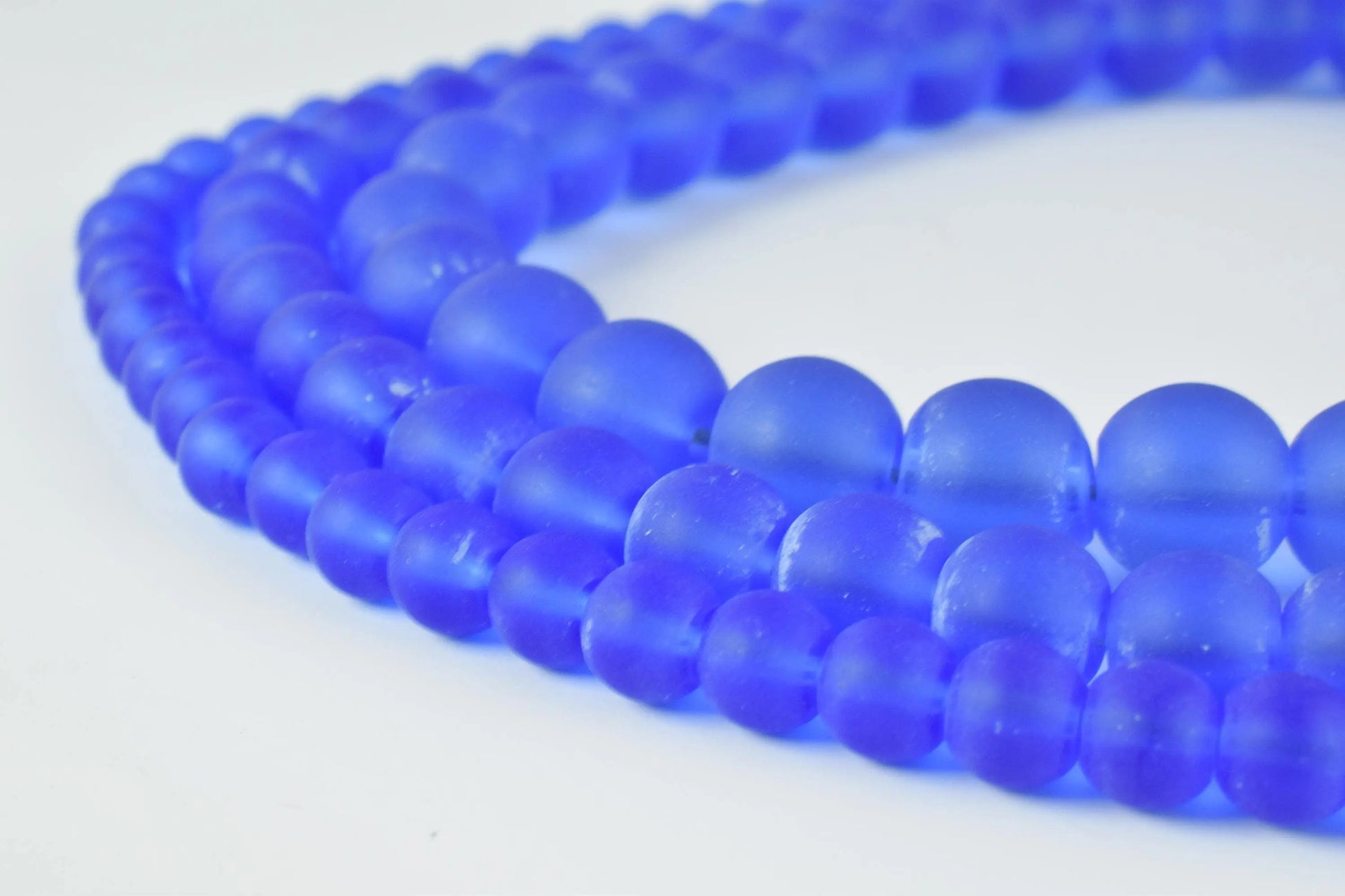 Matte Aquamarine Round Beads 6mm-10mm 15" Strand Frosted Matte Blue - BeadsFindingDepot