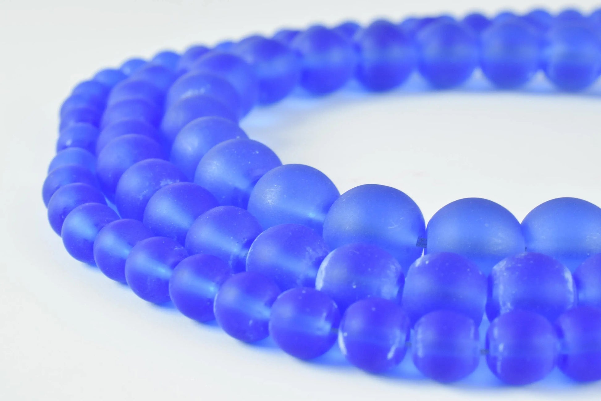 Matte Aquamarine Round Beads 6mm-10mm 15" Strand Frosted Matte Blue - BeadsFindingDepot