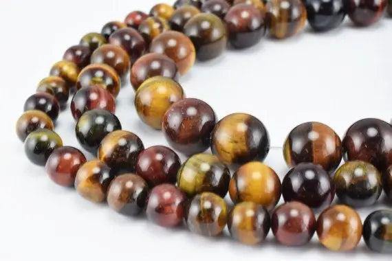 Mixed Color Tiger Eye Gemstone Round Beads 5mm-12mm Natural Chakra Stones - BeadsFindingDepot