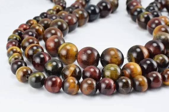 Mixed Color Tiger Eye Gemstone Round Beads 5mm-12mm Natural Chakra Stones - BeadsFindingDepot