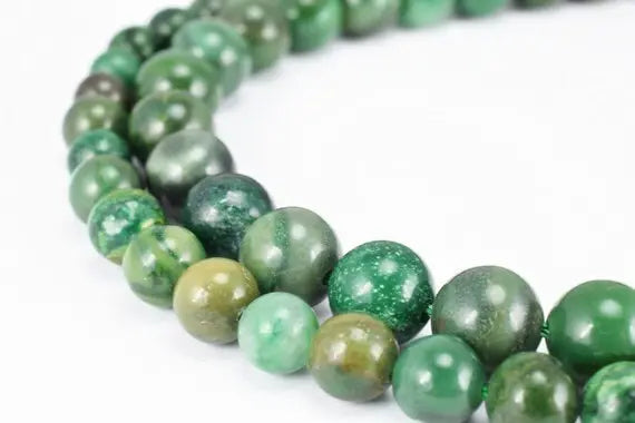 Natural African Dark Green Agate Gemstone Beads Jewelry chakra stones - BeadsFindingDepot
