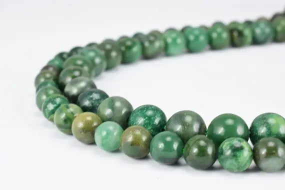 Natural African Dark Green Agate Gemstone Beads Jewelry chakra stones - BeadsFindingDepot