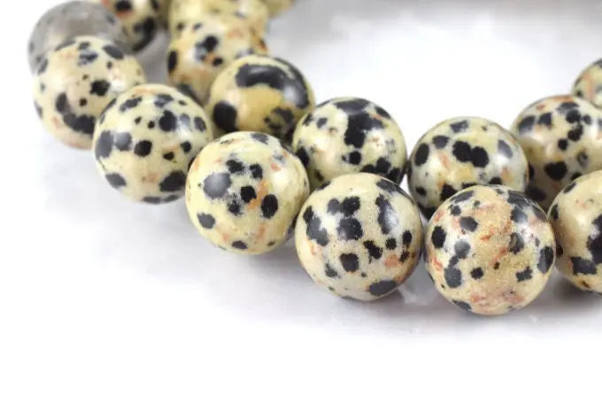 Natural Dalmatian Jasper Round Beads 6.4mm 8.4mm 10.6mm Round Beads Natural Gemstone Beads ,1mm, 2mm hole opening for jewelry making - BeadsFindingDepot