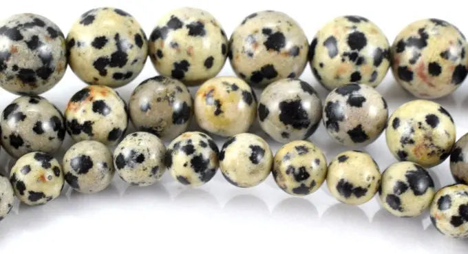 Natural Dalmatian Jasper Round Beads 6.4mm 8.4mm 10.6mm Round Beads Natural Gemstone Beads ,1mm, 2mm hole opening for jewelry making - BeadsFindingDepot