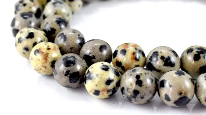 Natural Dalmatian Jasper Round Beads 6.4mm 8.4mm 10.6mm Round Beads Natural Gemstone Beads ,1mm, 2mm hole opening for jewelry making - BeadsFindingDepot