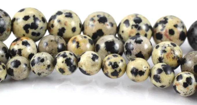 Natural Dalmatian Jasper Round Beads 6.4mm 8.4mm 10.6mm Round Beads Natural Gemstone Beads ,1mm, 2mm hole opening for jewelry making - BeadsFindingDepot