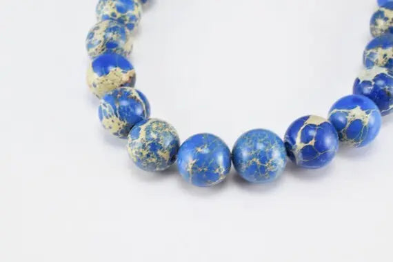 Natural Imperial Impression Blue Jasper Beads 6mm, 8mm, 10mm Natural Healing Chakra Birthstone for Jewelry Making - BeadsFindingDepot