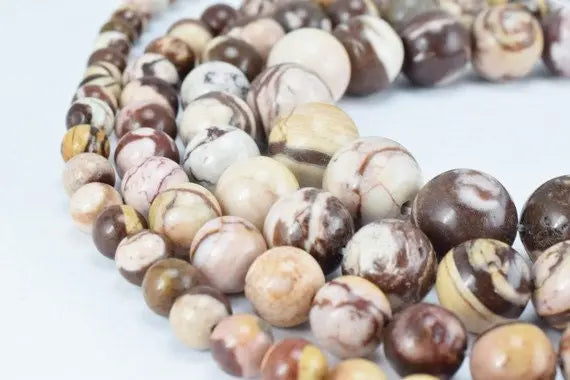 Natural Zebra Jasper Round Beads 6mm-12mm Healing Chakra Gemstone - BeadsFindingDepot