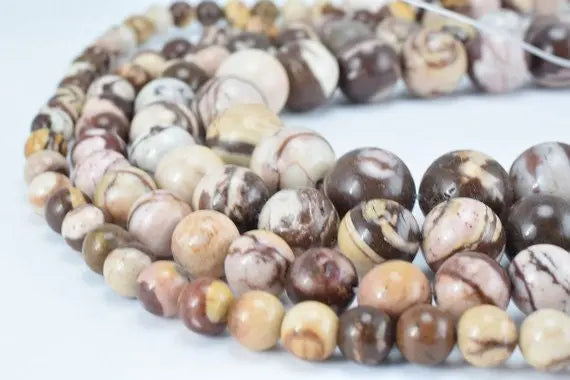 Natural Zebra Jasper Round Beads 6mm-12mm Healing Chakra Gemstone - BeadsFindingDepot