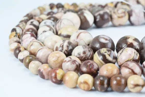 Natural Zebra Jasper Round Beads 6mm-12mm Healing Chakra Gemstone - BeadsFindingDepot