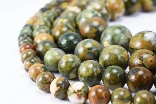 Natural green jasper gemstone beads for jewelry making.