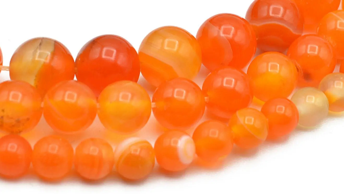 Orange Madagascar Crystal Agate Round Beads 6mm 8mm 10mm - BeadsFindingDepot