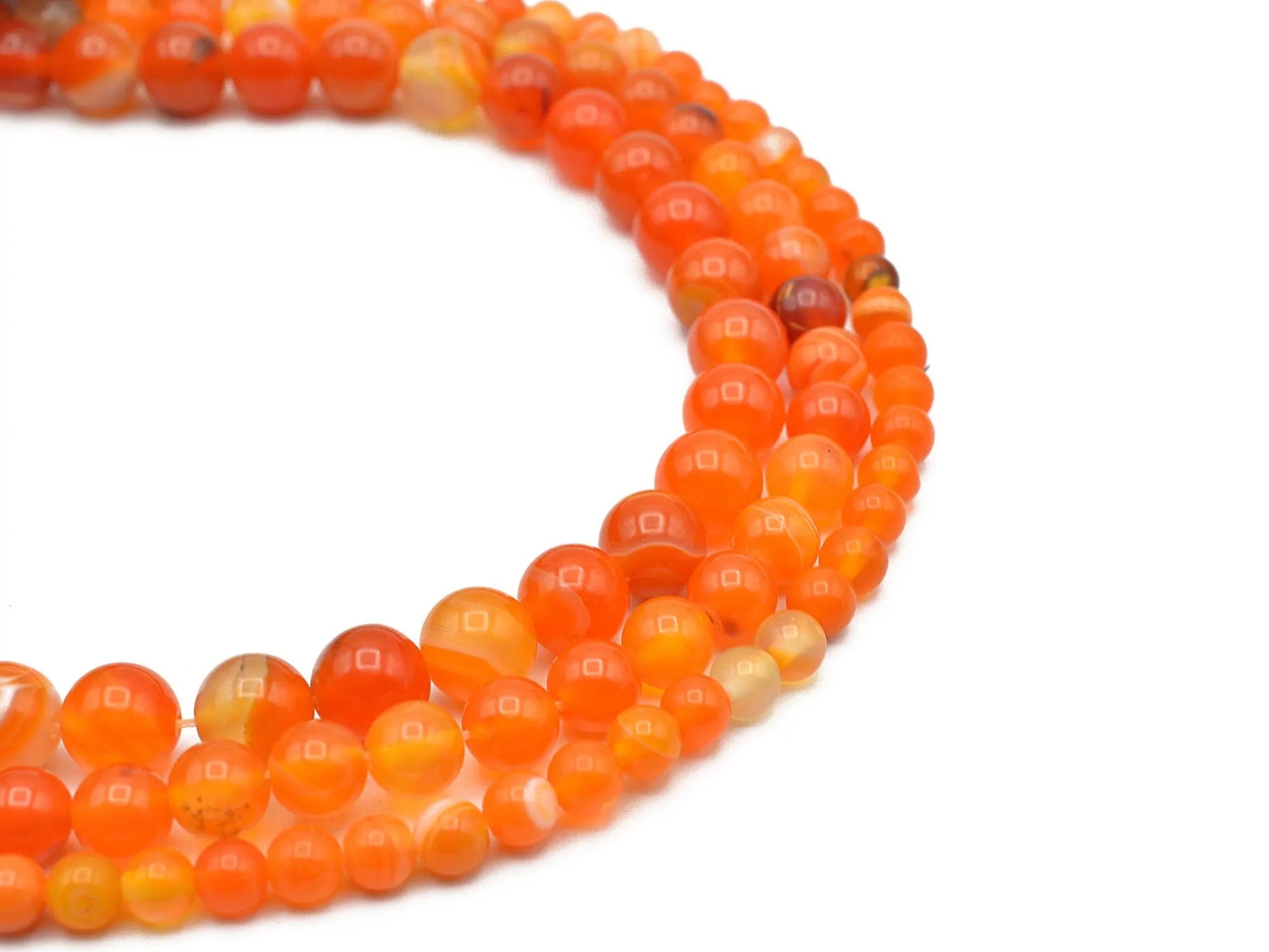 Orange Madagascar Crystal Agate Round Beads 6mm 8mm 10mm - BeadsFindingDepot