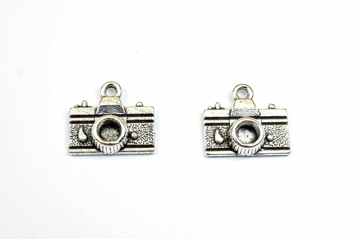 Photo Camera Charm Size 14x15mm Silver Color Picture Camera 3D Charm Pendant Finding For Jewelry Making 8PCs/PK - BeadsFindingDepot