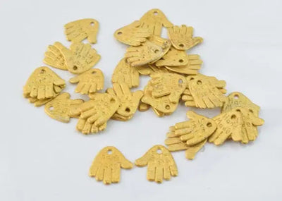 13x12mm Matte Gold Plated Alloy Handmade Hand Charm Can be used as a jewelry tag Hole Opening 0.5mm 40pcs/PK - BeadsFindingDepot