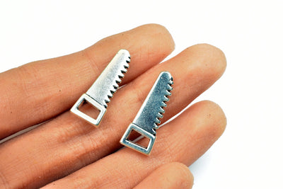 Handsaw Charm Tools Size 24x9.5mm Silver Color Zinc Alloy Charm Pendant Finding For Jewelry Making 9PCs/PK - BeadsFindingDepot