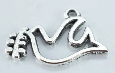 21x14mm Antique Silver Peaceful Dove Charm w/Antique Black Accent Coloring Details 18pcs/PK bail opening 2mm 3mm thickness - BeadsFindingDepot
