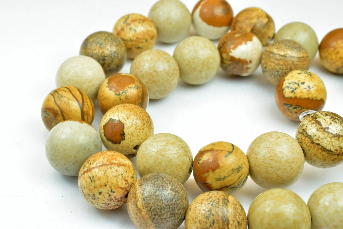 Picture Jasper Gemstone Round Beads 10mm, 12mm natural healing stone Beads birthstone natural Beads for jewelry making - BeadsFindingDepot